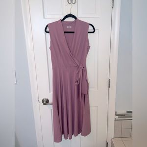 A-Line Sleeveless Lavendar Wrap Dress